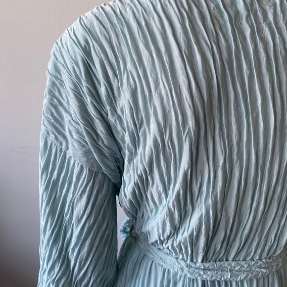 Vintage Adonna Pale Blue Crinkle Fabric House Bath Robe - Picture 4 of 5